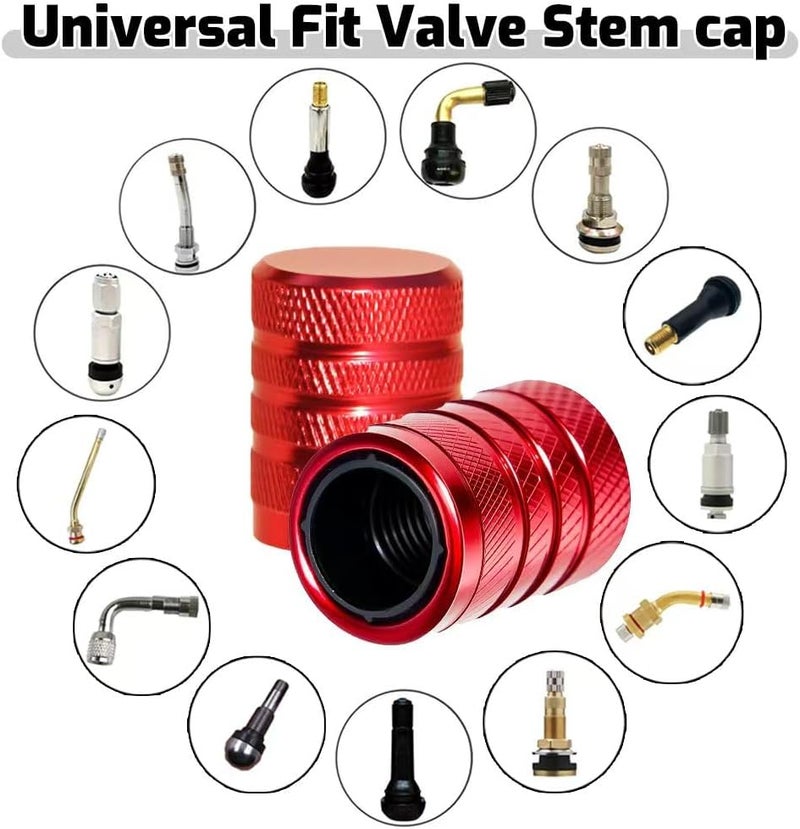 SYSDTTD 4-Piece Anodized Aluminum-Plastic Composite Tire Valve Stem Caps with Integrated Plastic Sleeve,Corrosion-Resistant and Universal Fit,Suitable for Cars, Trucks, and Motorcycles (Red) - Image 2